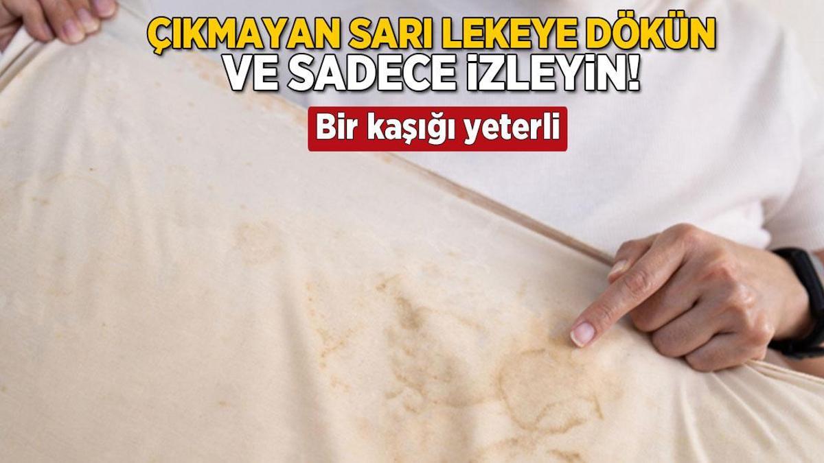 Yorgana sinmiş sarı lekeye dökün ve sadece izleyin! 1 kaşığı karbeyaz yapıyor